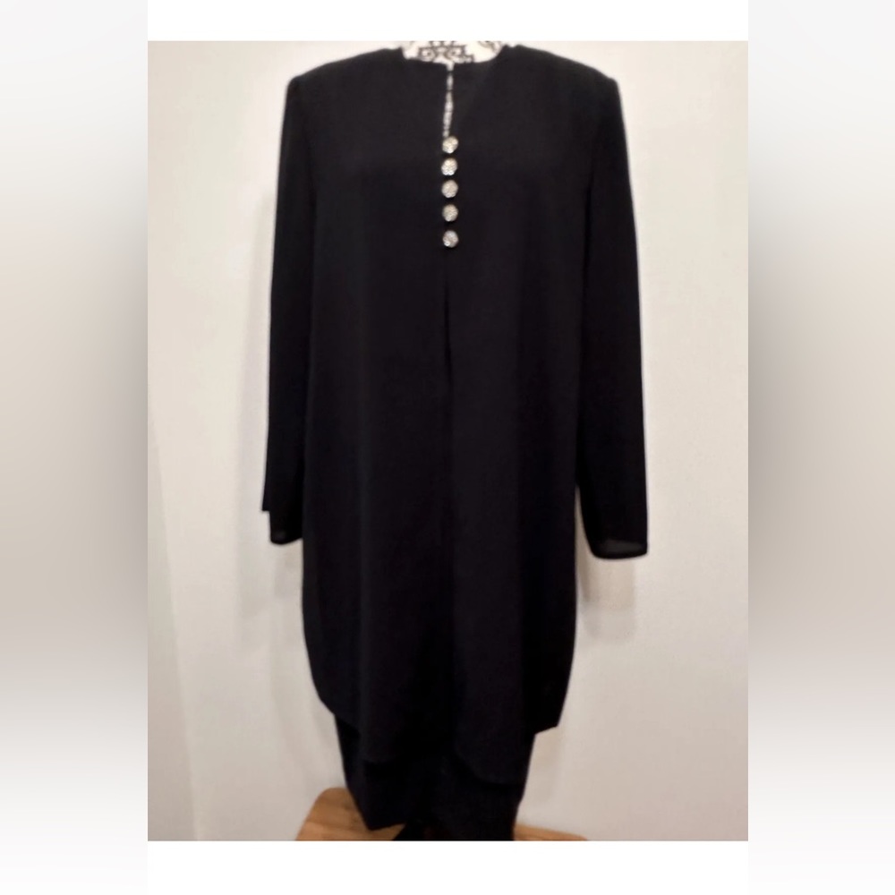 Vintage ildi marshall Women Black zip Built in Jeweled Jacket Coat Dress size 12